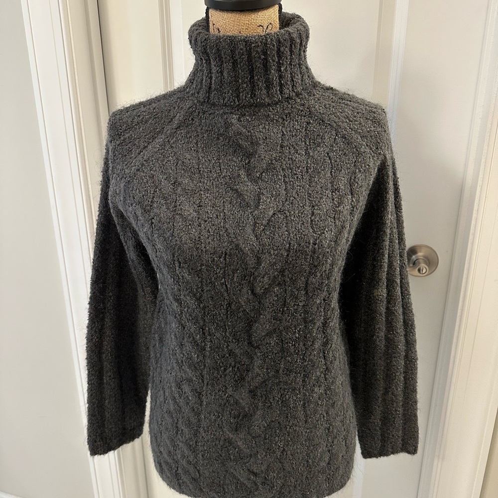 Express Dark Gray Cable Knit Turtleneck Sweater